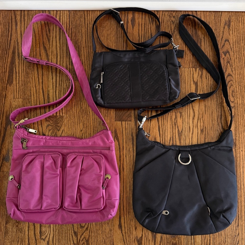 Travelon Bundle 3 Bags Purses - RFID Protection Travel Vacation Gear